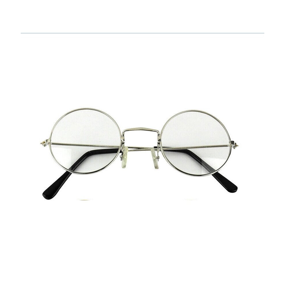 TRIXES Unisex Silver Retro Sixties Style Round Metal Glasses