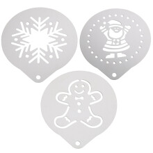 TRIXES 3PC Set Christmas Coffee Stencil Kit Santa Claus design, snowflake and gingerbread…