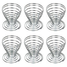 TRIXES 6 x Stainless Steel Wire Spiral Spring Egg Cups