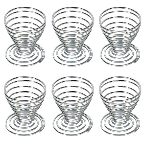 TRIXES 6 x Stainless Steel Wire Spiral Spring Egg Cups