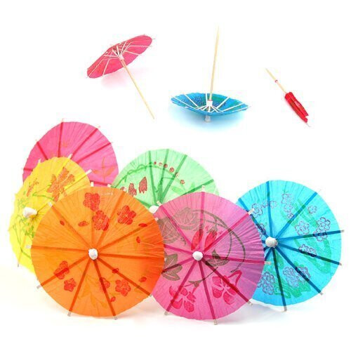 TRIXES 24 Colourful Paper Cocktail Umbrellas