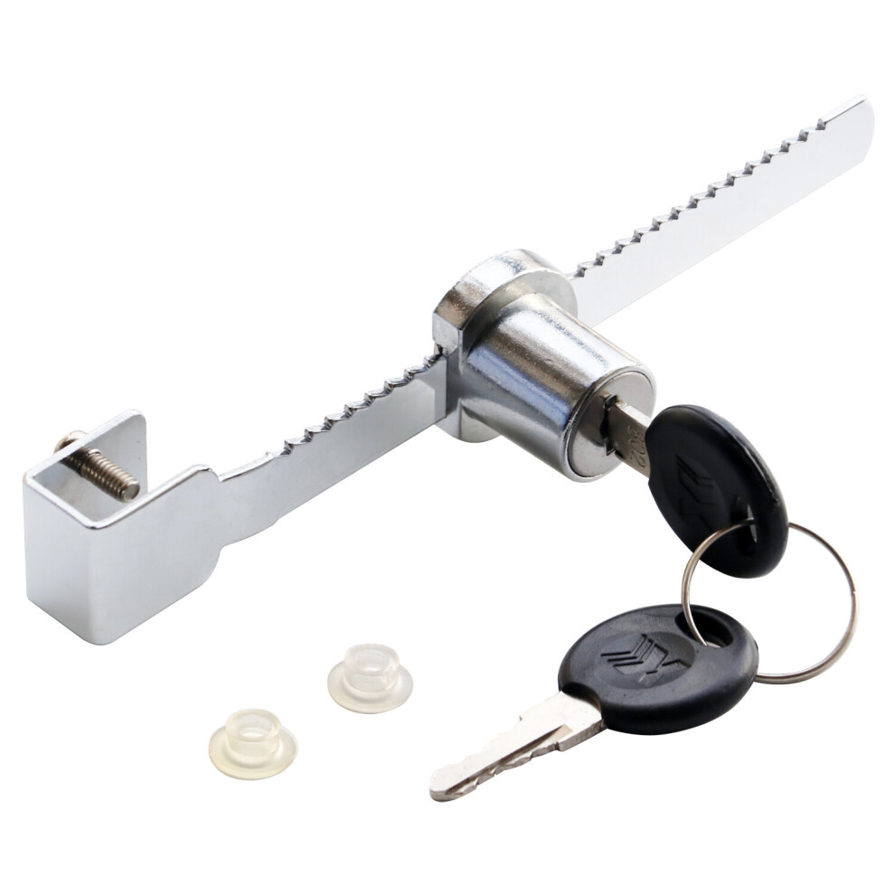 Silver Easy Install Glass Display Showcase Cabinet Slide Lock with Dual Keys  - By TRIXES