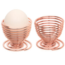 TRIXES 2 x Rose Gold Steel Wire Spiral Spring Egg Cups