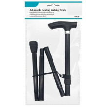Easy Fold Walking Stick - Adjustable 80-94 cm, Lightweight Aluminium, 4-Section Auto-Open, Contour Grip & Plastic Tip