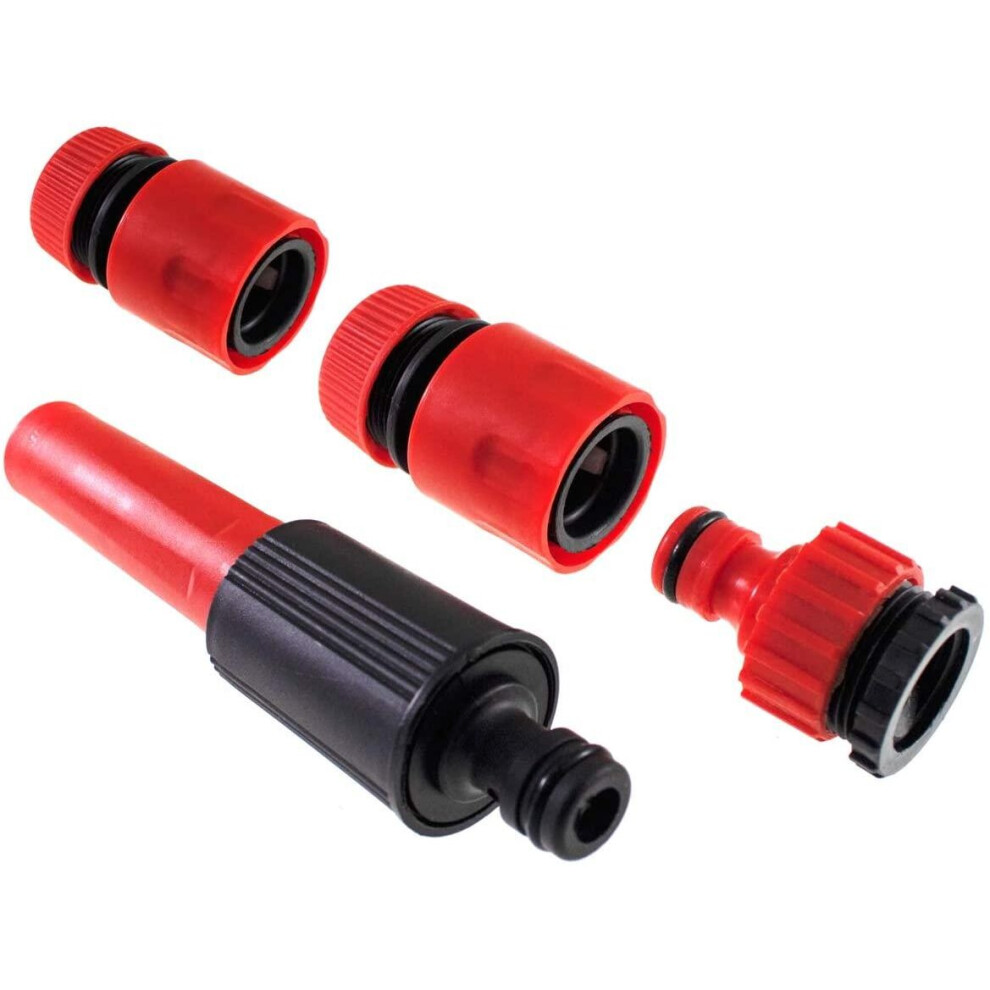 MantraRaj 4pc Hose Pipe Water Spray Nozzle Gun Set Tap Fitting Hosepipe Attachment Garden