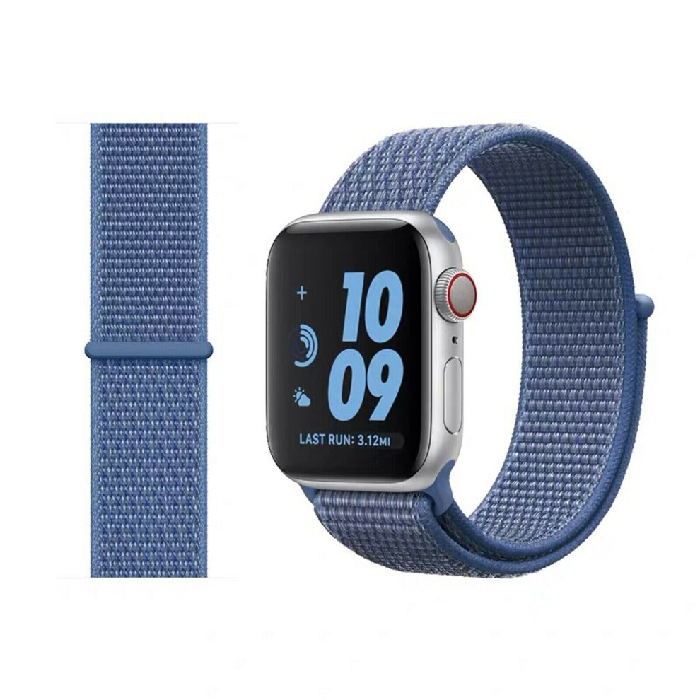(Navy Blue, 44mm) Band Strap For Apple Watch Adjustable Waterproof Braided Nylon Material