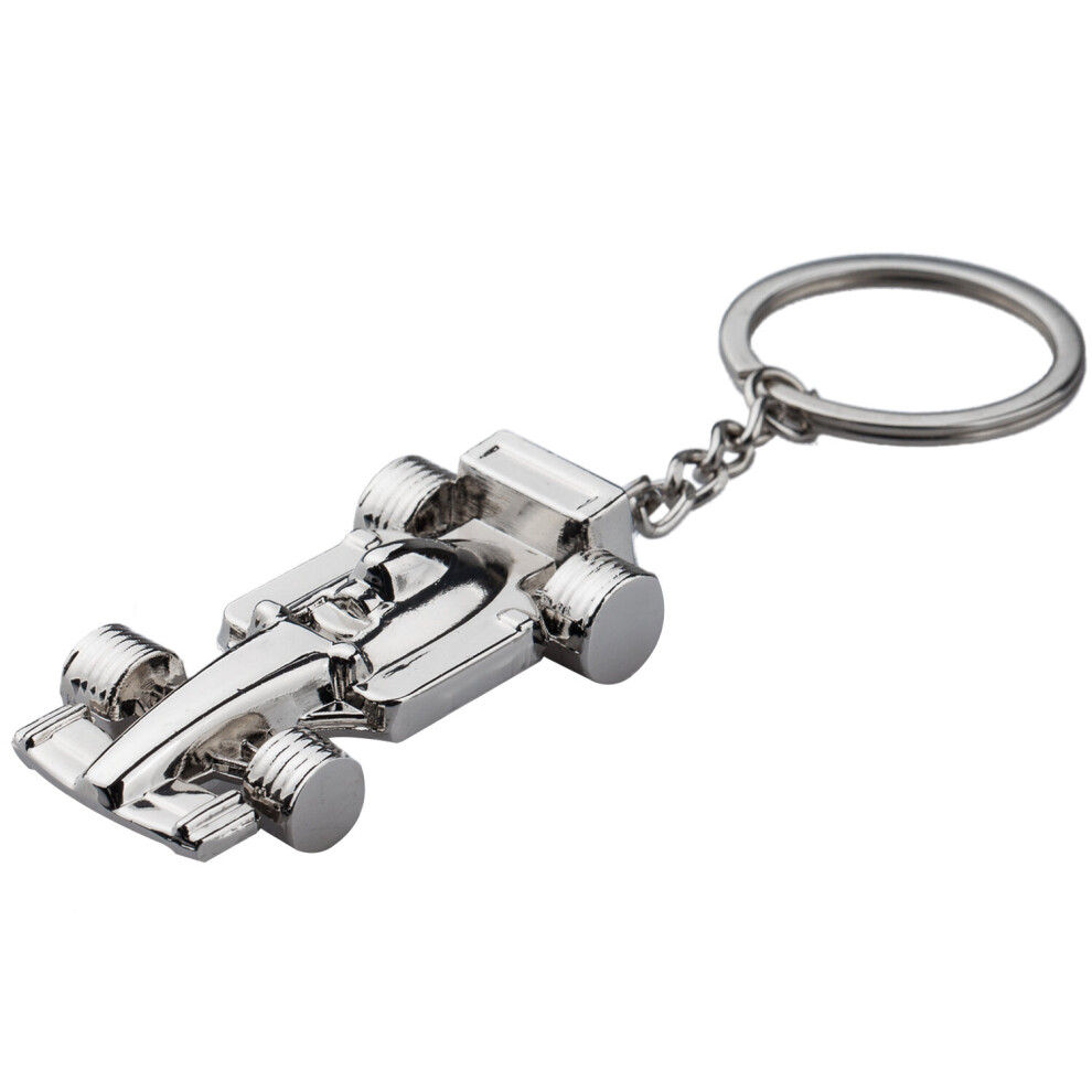 TRIXES Silver Racing Car Keyring Sport F1 Motor Car Chain