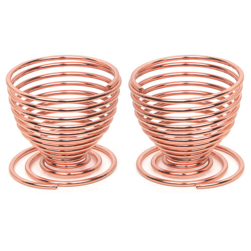 TRIXES 2 x Rose Gold Steel Wire Spiral Spring Egg Cups 1