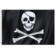 Large Black Pirate Flag Jolly Roger Skull and Bones 90x150cm with Rings Hanging Banner