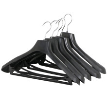 TRIXES Broad Black Jacket Hangers for Suits, Jackets, Trousers and Coats - Pack of 5