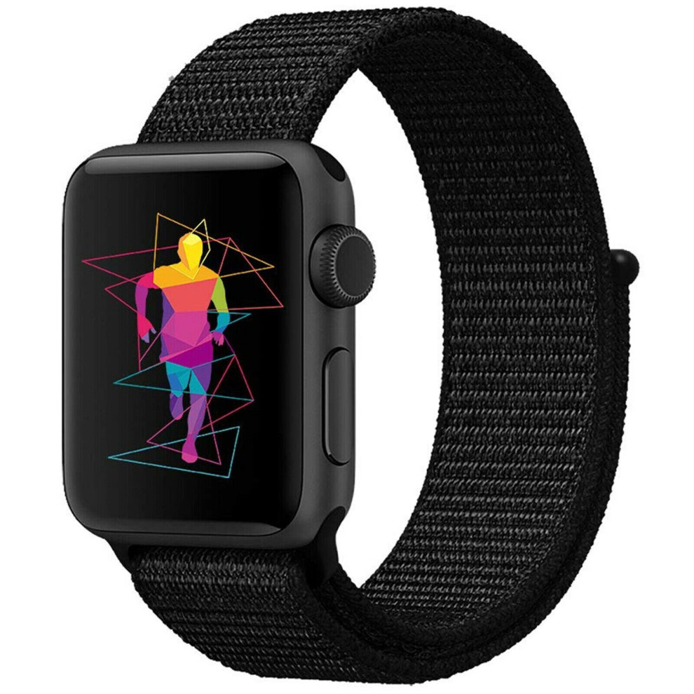 (, 38Mm) Band Strap For Apple Watch Adjustable Waterproof Braided Nylon Material Black