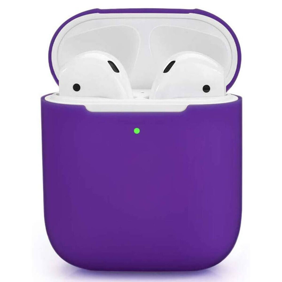 Case For Apple Airpods 2 Earphones Silicone TPU Soft Skin Charger Cover - (3rd Generation) (Purple)