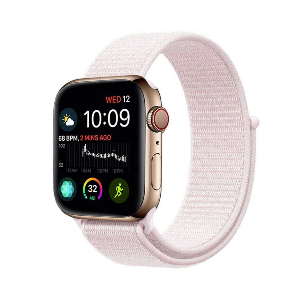 (Rose Gold, 44mm) Band Strap For Apple Watch Adjustable Waterproof Braided Nylon Material