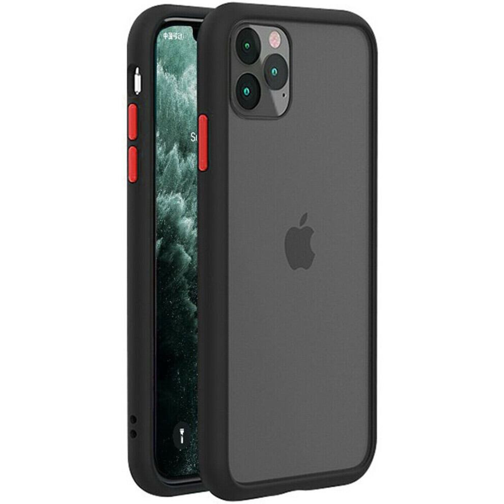(Black, For Apple iPhone 11 Pro) Bumper Anti-Fall Case For Apple 11 X 8 7 6 Se Ultra Thin TPU & PC Cover