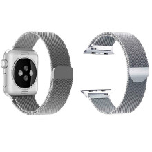 (Silver, 44mm) Band For Apple Watch Milannese Loop Stainless Steel Strap
