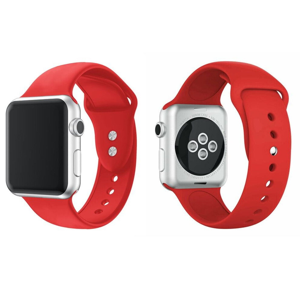 (Red, 44mm) Strap For Apple Watch Silicone Comfortable Durable Waterproof Band