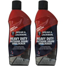Spear & Jackson Heavy Duty Sink & Drain Unblocker - 2 x 500ml, Fast-Acting Formula Clears Fat, Soap & Hair Deposits in Sinks, Drains & Exterior Pipes