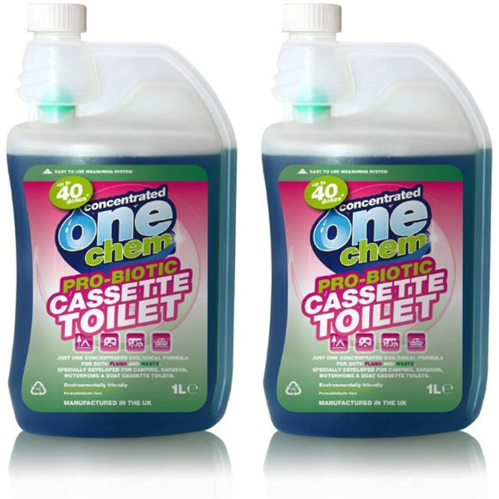 One Chem 2 x 1L Probiotic Concentrated Cassette Toilet Fluid