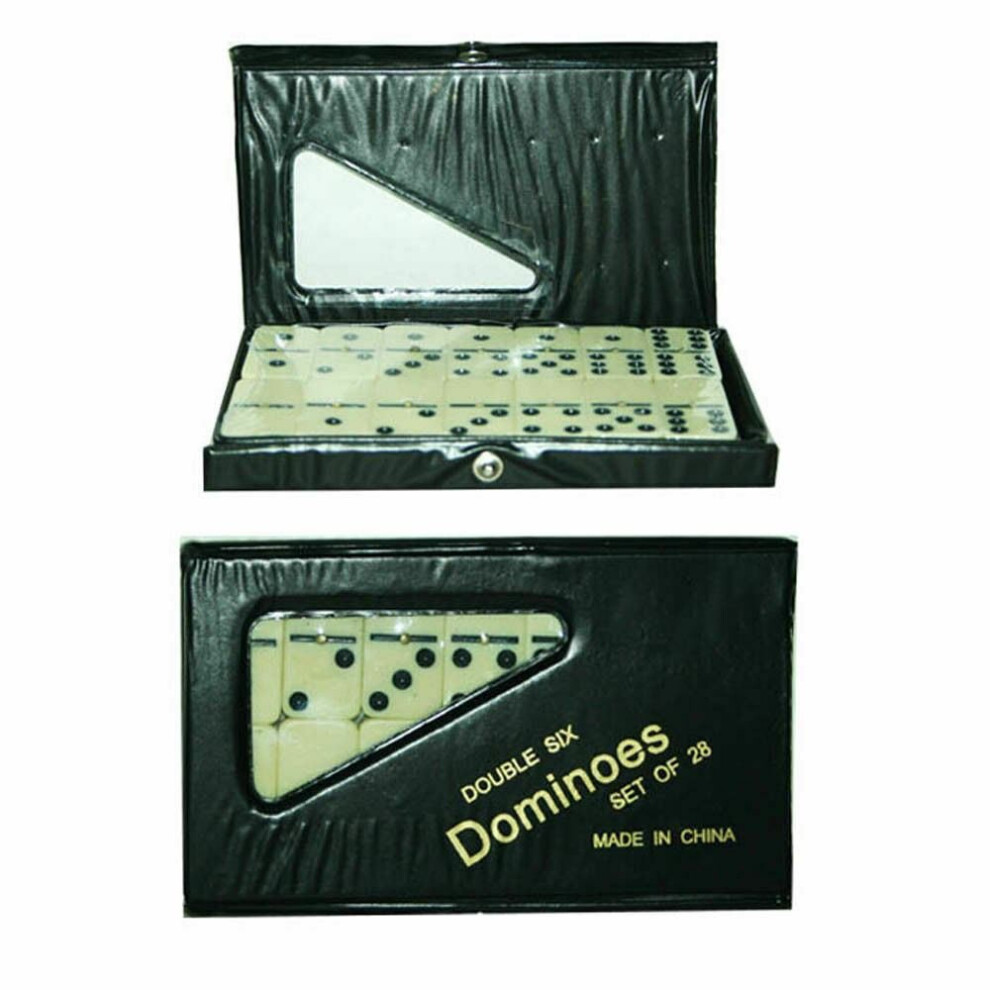 Set of 28 Double Six Dominoes in PVC Carry Case Traditional Travel Game Toy UK