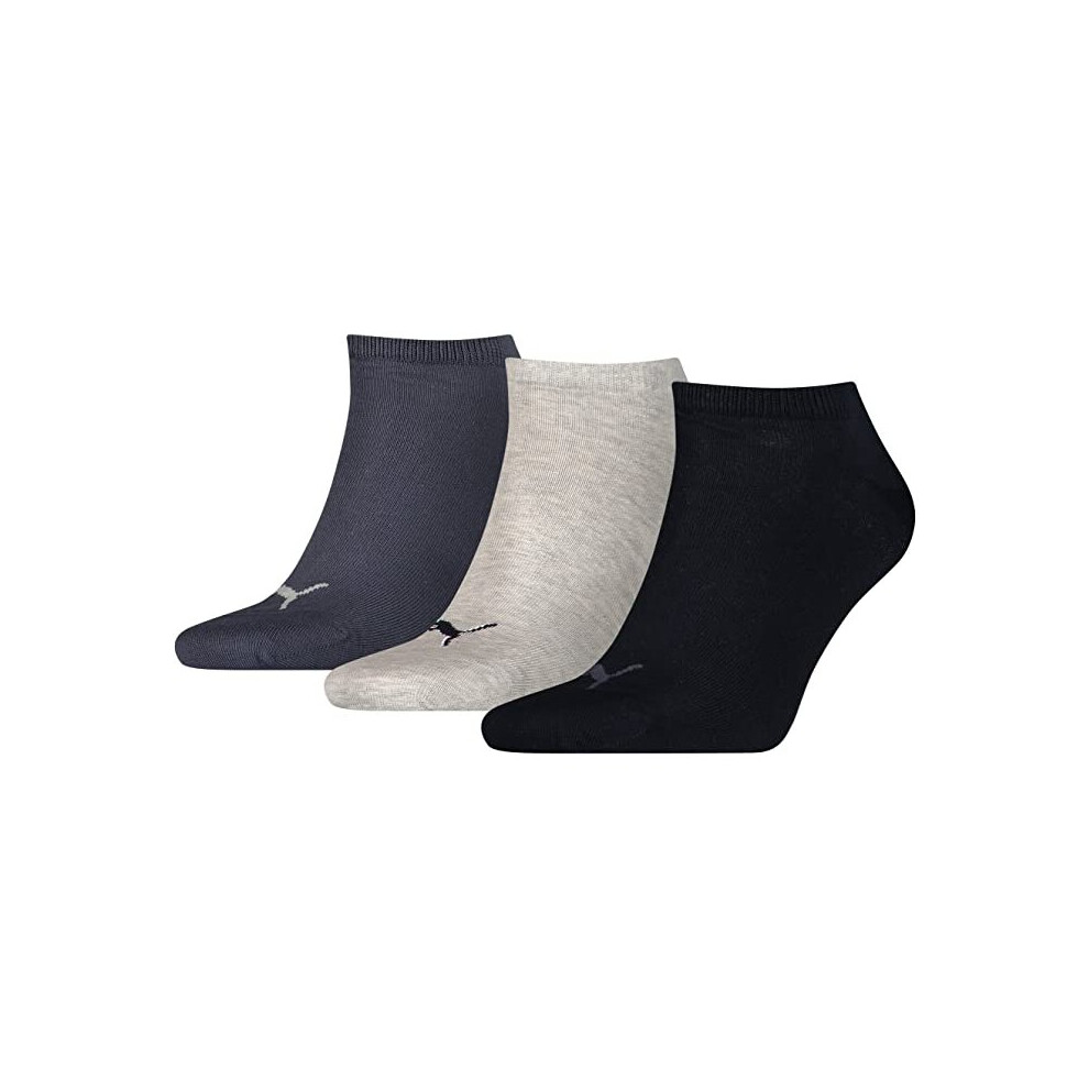 Puma (Navy/Grey/Nightshadow 12) 3 Pack Unisex Sneaker Sports Sock Denim 2 1/2-5 Blue