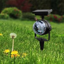 LED Solar Rotating Projection Light Lawn Lamp Outdoor Bulb Colorful