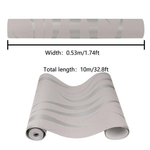 10M 3D Crescent Wave Stripes Embossed Design Non-woven Wallpaper Roll Modern 1