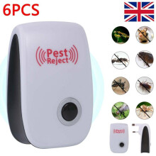 6-Pack Ultrasonic Pest Repellers - Dual Ultrasonic + Electromagnetic, Safe for Humans & Pets, Wide Indoor Coverage (Mice, Rats, Cockroaches) UK Plug