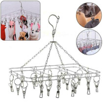 20 Pegs Stainless Steel Laundry Socks Washing Clothes Airer Dryer Rack