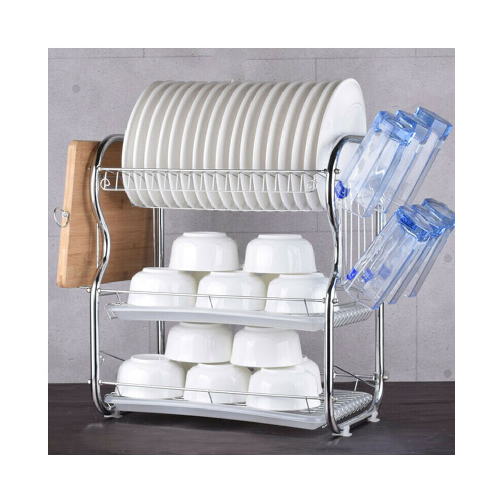 3 Tier Dish Drainer Holder Kitchen Cutlery Rack Drip Storage Tools