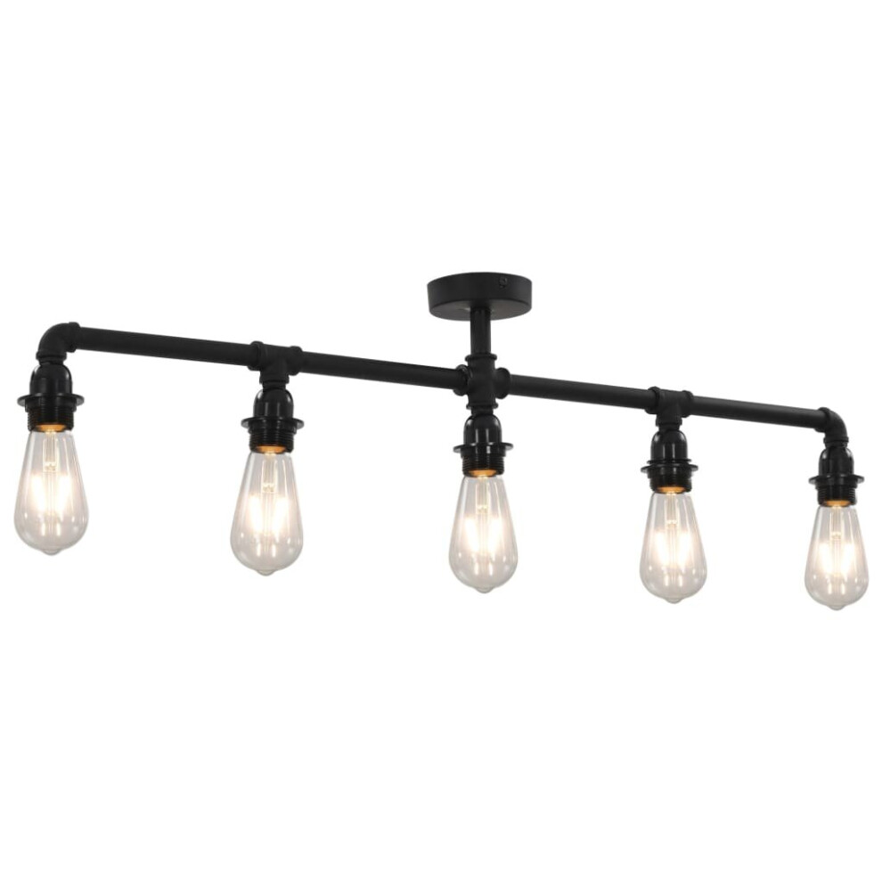 vidaXL Ceiling Lamp Black 5xE27 Bulbs Ceiling Lamp Living Room Hanging Light