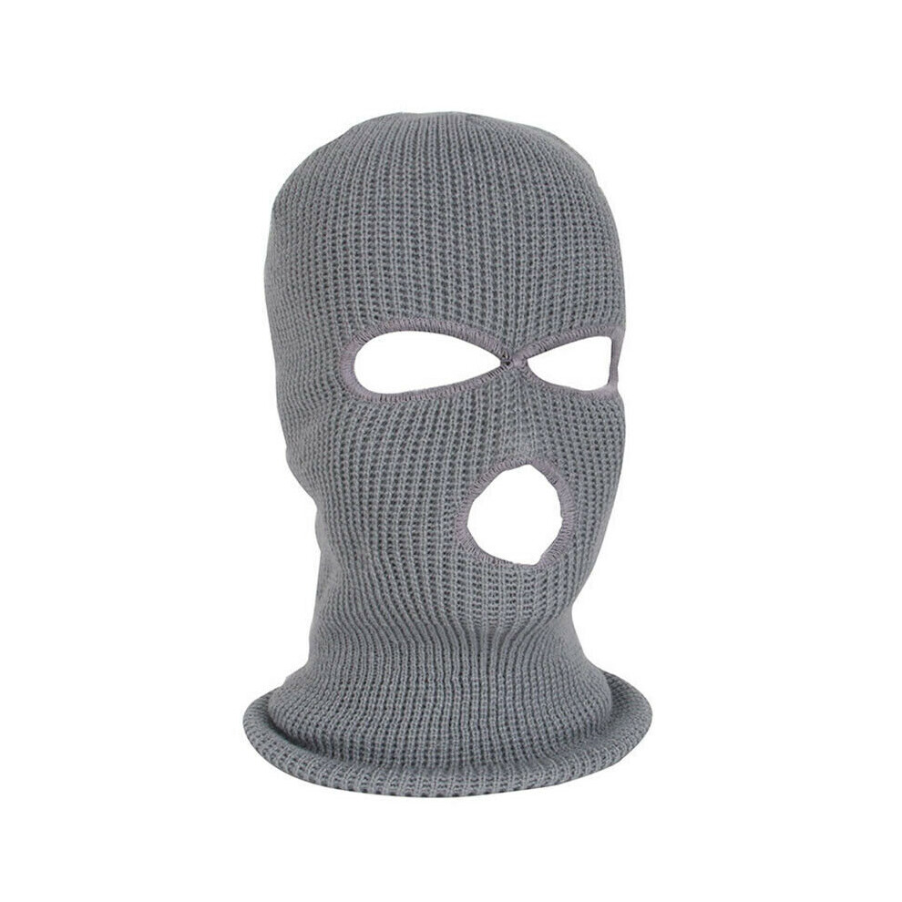 (Grey) 3 Hole Full Face Mask Cycling Balaclava Hood Sport Helment Neck Warmer Mask Grey