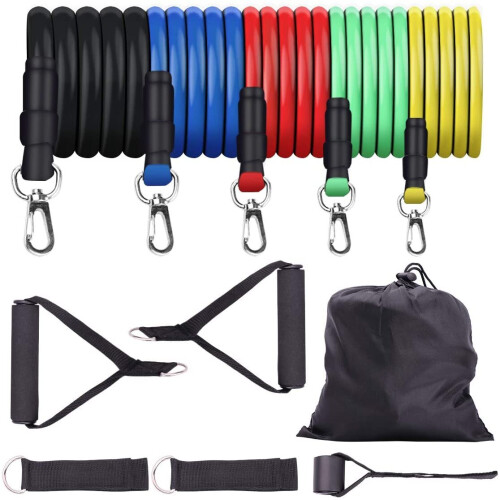11PCS Resistance Bands Set Exercise Bands Loop Stretch Bands
