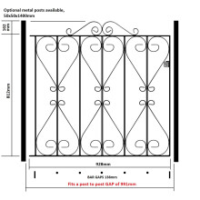(991mm GAP X 914mm High Galvanised) Regent Scroll Garden Gates galvanised metal iron
