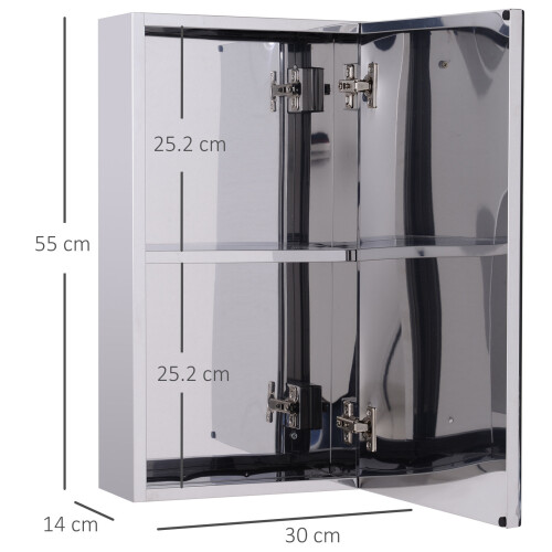 Homcom HOMCOM Wall Mounted Bathroom Mirror Glass Storage Cabinet Cupboard 2
