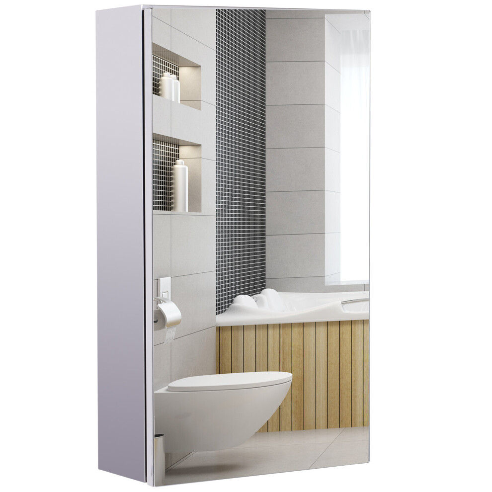 HOMCOM Wall Mounted Bathroom Mirror Glass Storage Cabinet Cupboard