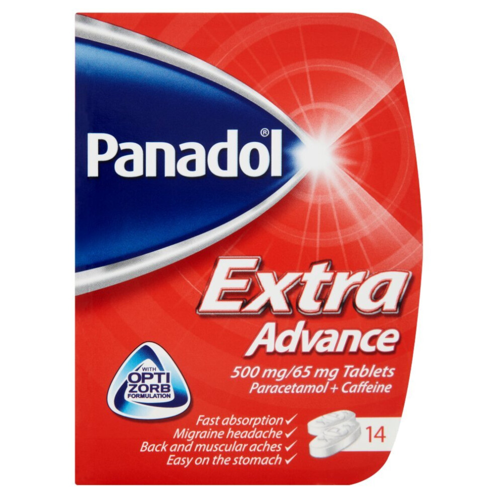 Panadol Extra Advance 14 Tablets Paracetamol 500mg+Caffeine65mg Max 2"