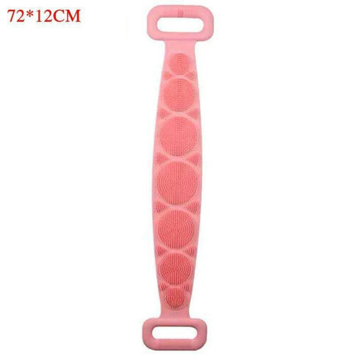 (Pink, 72*12cm) Body Cleaning Bath Shower Back Scrubber Brush Back Strap Tool