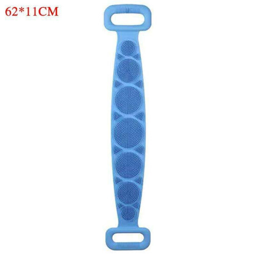 (Blue, 62*11cm) Body Cleaning Bath Shower Back Scrubber Brush Back Strap Tool