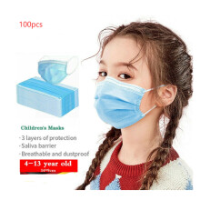 100 piezas de mascarillas desechables para niños, antipolvo, 3 capas, que cubren nariz y boca