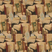Designer Fabrics A008 54 in. Wide , Classic Books, Writing Utensils And Inkwells, Themed Tapestry Upholstery Fabric
