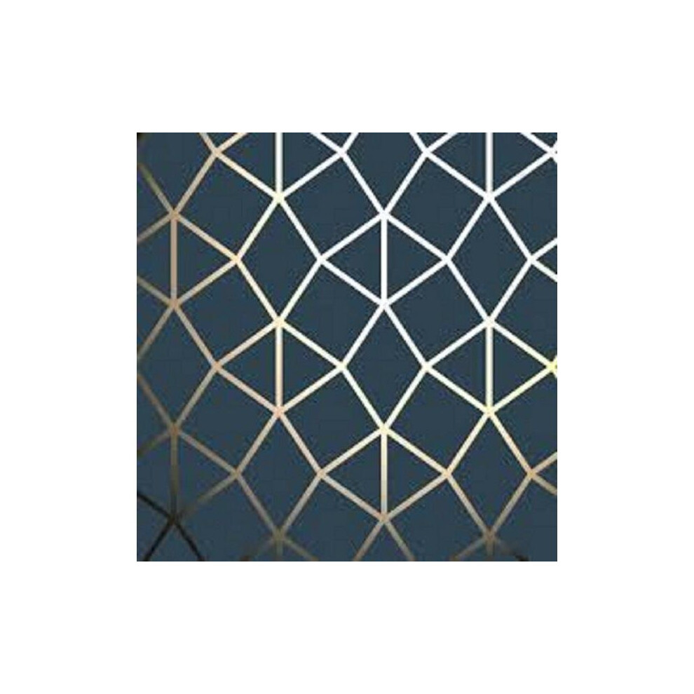 Fine Decor Platinum Geo Trellis Navy/Gold Wallpaper 5011419425600