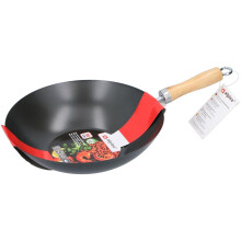 Alpina Cooking 30cm Carbon Steel Non-Stick Stir Fry Frying Wok Pan Wooden Handle