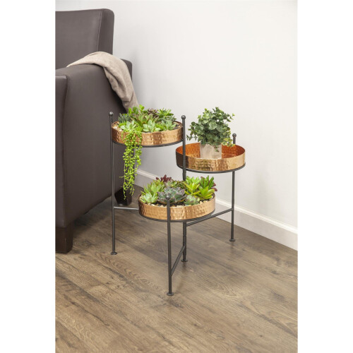 3Tier Hammered Plant Stand with copper Trays