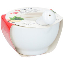 Alpina Mortar with spout and Pestle, White strong Ceramic