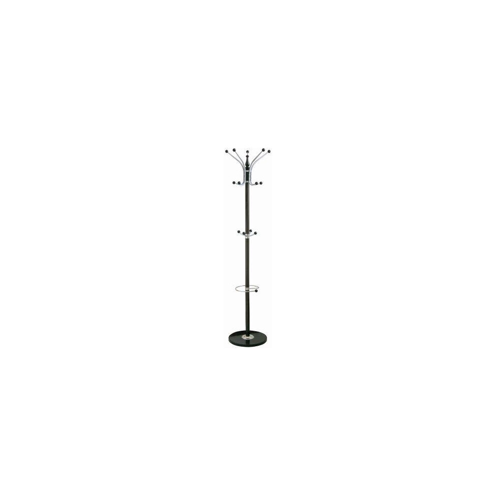 14 Hook Hat and Coat Stand strong Black Base and Brown Pole