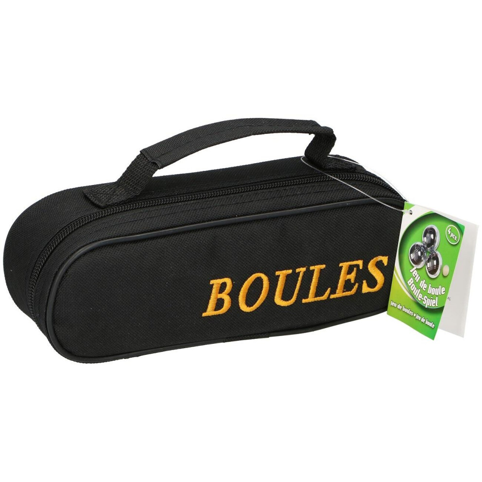 Jeu de Boules 73mm 3-Piece Ball Set with 7 cm Metal Balls, Measuring String, Target Ball and Carry Case