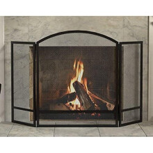 Panacea Products 15951 3-Panel Arch Screen with Double Bar for Fireplace 29.25 Inch