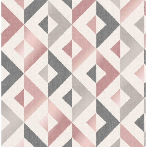 Crown Scandi Geometric Blush Silver Metallic Wallpaper