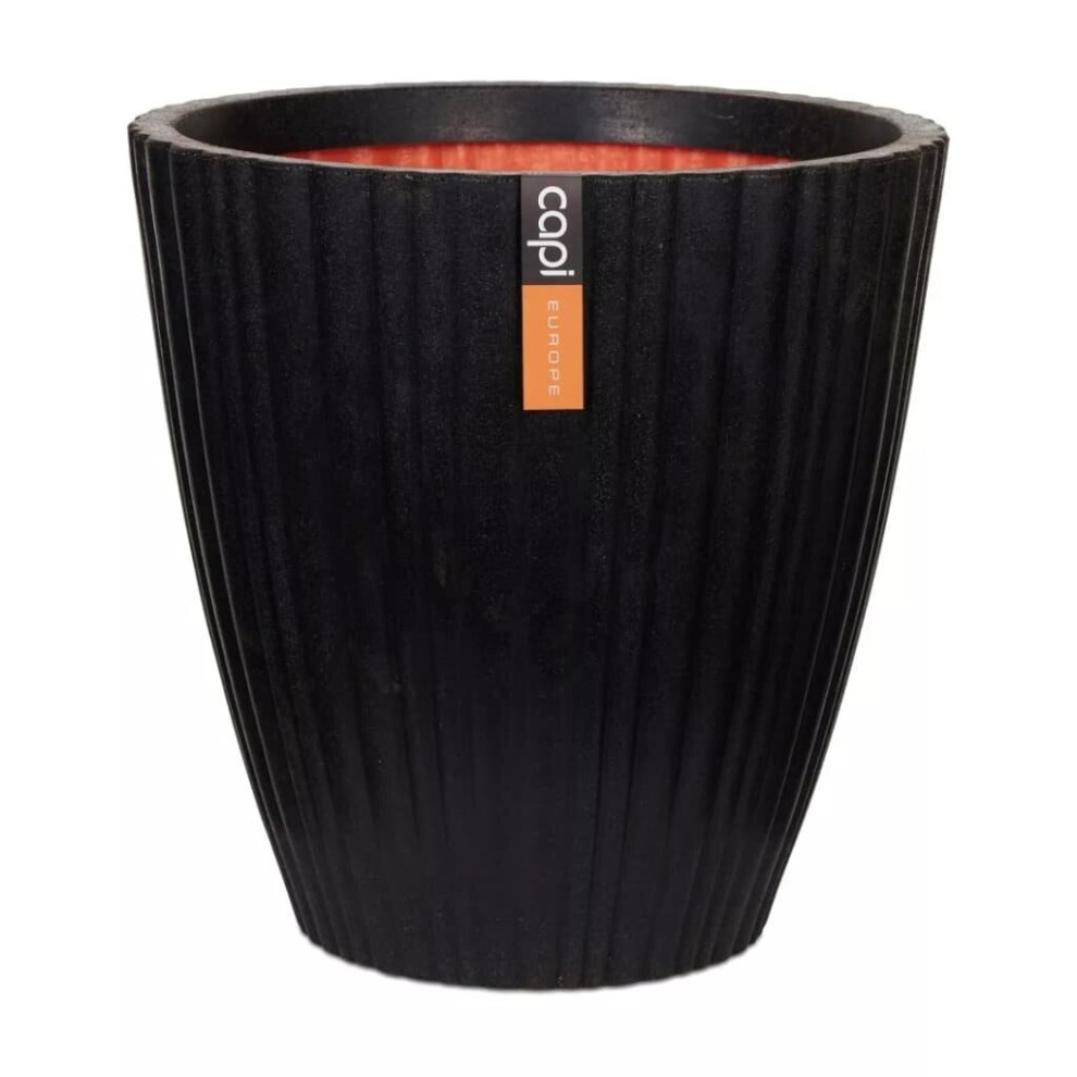 Capi Vase Urban Tube Tapered 40x40cm Black Plant Flower Pot Basket Raised Bed