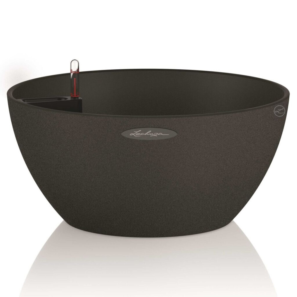 Lechuza Planter Flower Pot Cubeto Stone 30 All-In-One Graphite Black 13832